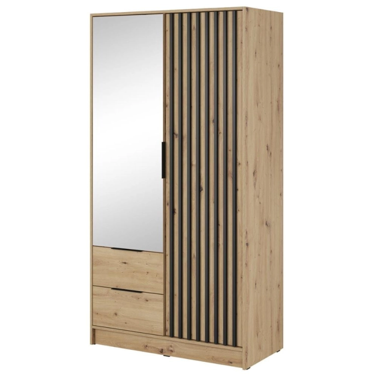 Szafa z lustrem dąb artisan dwudrzwiowa z lamelami LIMA