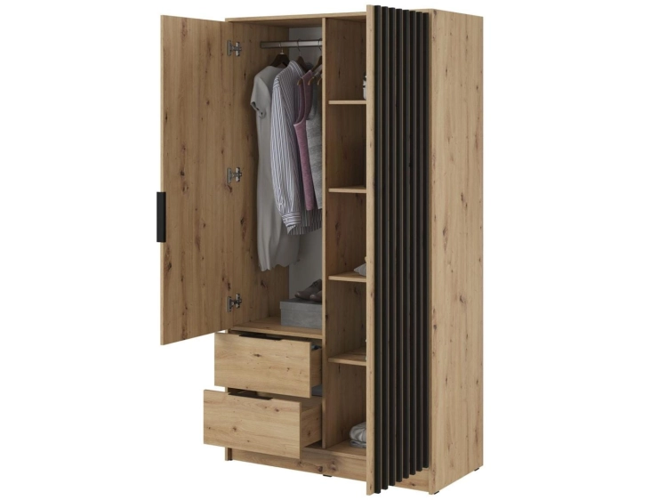 Modna szafa dąb artisan 105cm z lamelami LIMA