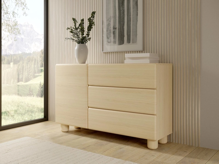 Minimalistyczna komoda do sypialni w stylu japandi MAVO