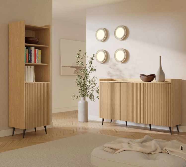 Designerska komoda do salonu z ryflowaniem TWINKL
