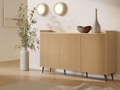 Designerska komoda do salonu z ryflowaniem TWINKL