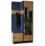 Garderoba z siedziskiem do przedpokoju MALTI DĄB CRAFT NIEBIESKI