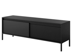 Elegancki stolik pod telewizor lamele GAVINS CZARNY