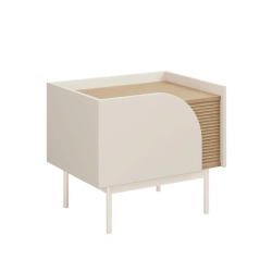 Minimalistyczny stolik nocny do sypialni macadamia/dąb VELO 