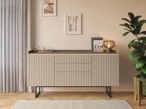 Komoda dwudrzwiowa z oświetleniem LED beż/dąb ciemny MAUI