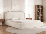 Przytulne kremowe łóżko tapicerowane do sypialni CASSIA 
