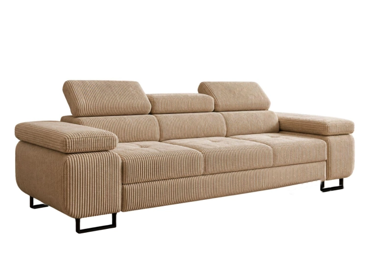 Sofa do salonu z funkcją spania sztruks beż TOSCANO