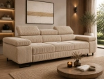 Sofa do salonu z funkcją spania sztruks beż TOSCANO