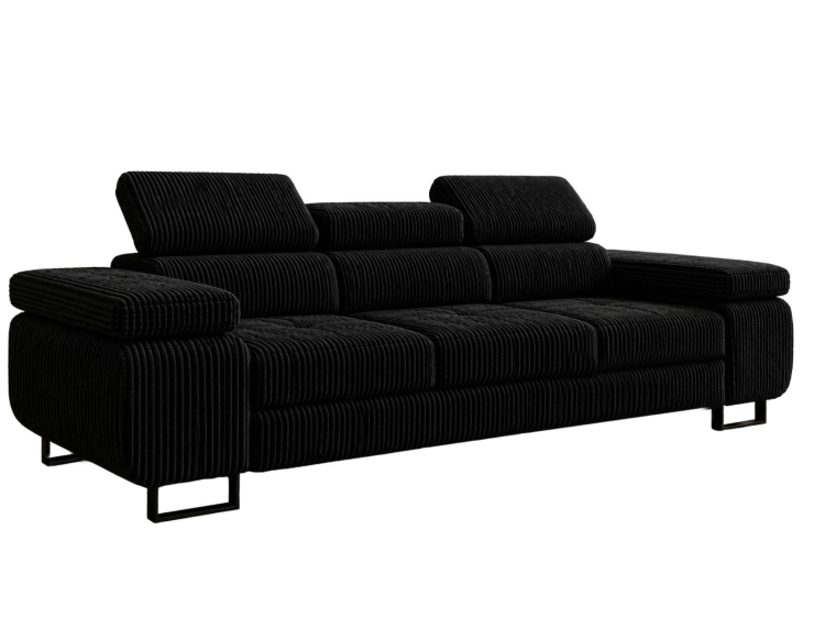 Czarna sofa do salonu w loftowym stylu sztruks TOSCANO
