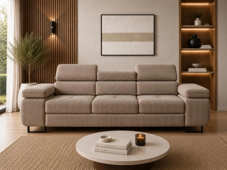 Designerska grafitowa sofa trzyosobowa do salonu TOSCANO