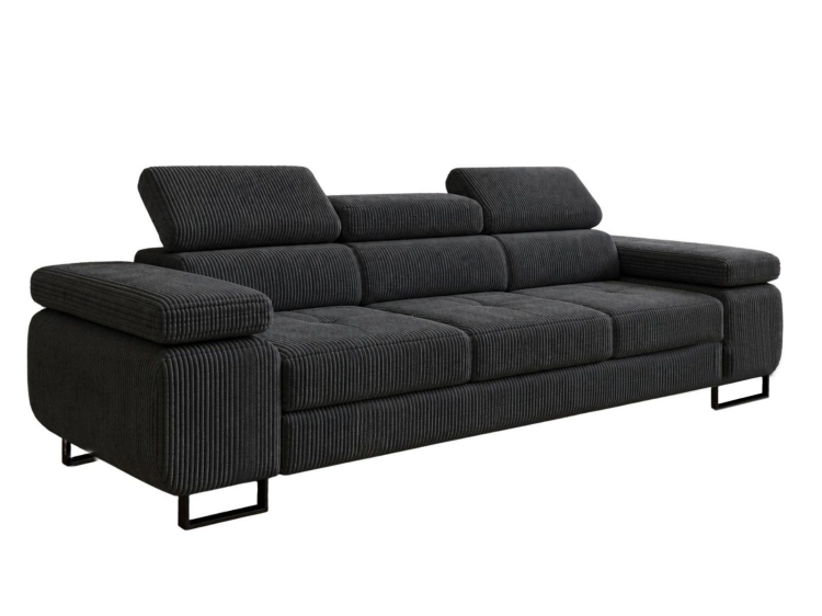 Designerska grafitowa sofa trzyosobowa do salonu TOSCANO