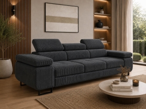 Designerska grafitowa sofa trzyosobowa do salonu TOSCANO