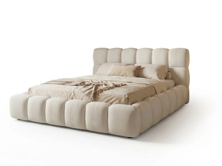 Eleganckie białe łóżko tapicerowane BUBBLE III SLIM