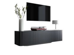 Elegancka szafka pod telewizor czarna 180cm wisząca VIKA