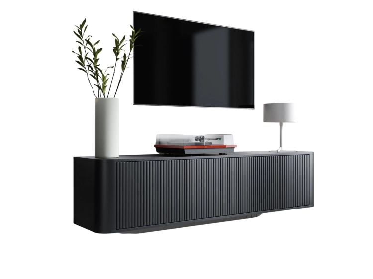 Elegancka szafka pod telewizor czarna 180cm wisząca VIKA