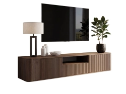 Orzechowa szafka RTV w stylu japandi 200cm NEGRO