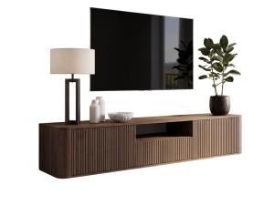 Orzechowa szafka RTV w stylu japandi 200cm NEGRO