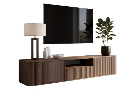 Orzechowa szafka RTV w stylu japandi 200cm NEGRO