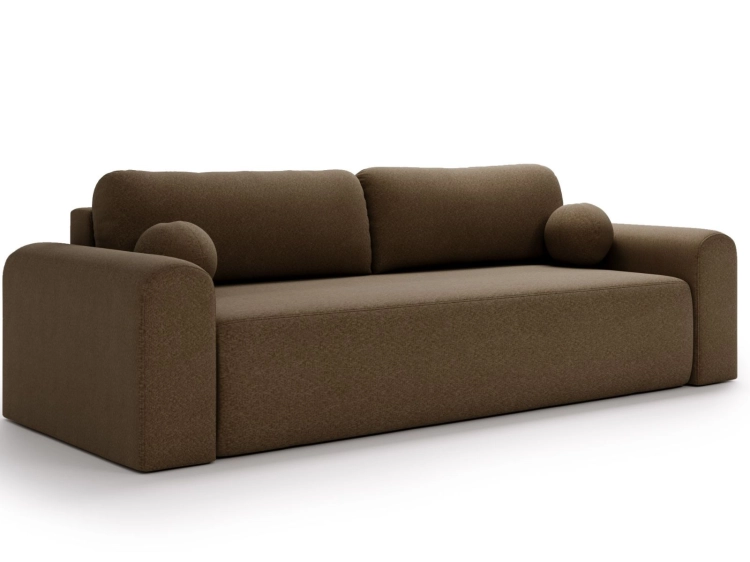 Brązowa rozkładana sofa do pokoju młodzieżowego AURA