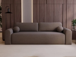 Brązowa rozkładana sofa do pokoju młodzieżowego AURA
