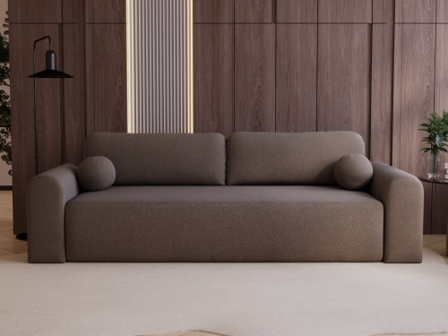 Brązowa rozkładana sofa do pokoju młodzieżowego AURA