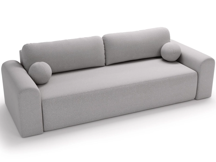 Szara sofa do salonu tkanina baranek funkcja DL AURA
