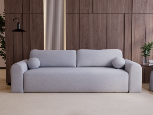 Szara sofa do salonu tkanina baranek funkcja DL AURA