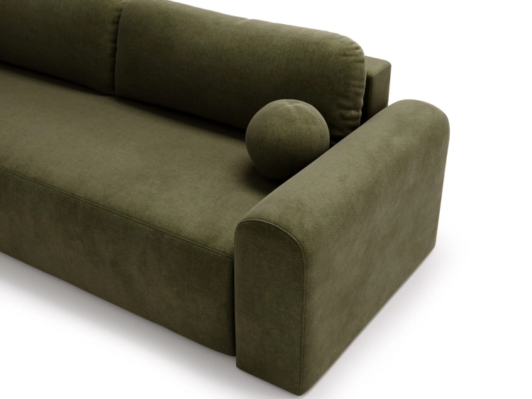 Oliwkowa sofa do salonu tkanina welur AURA