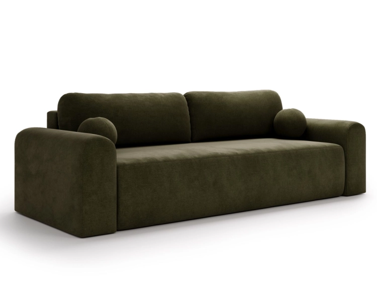Oliwkowa sofa do salonu tkanina welur AURA
