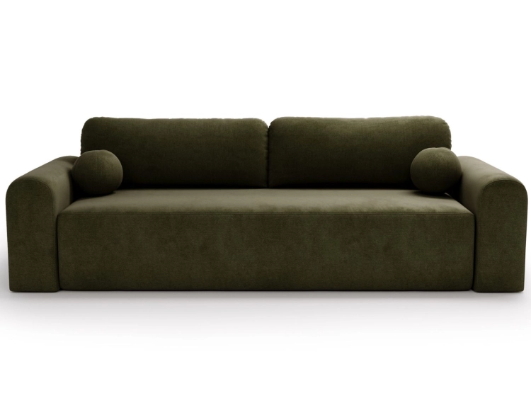 Oliwkowa sofa do salonu tkanina welur AURA