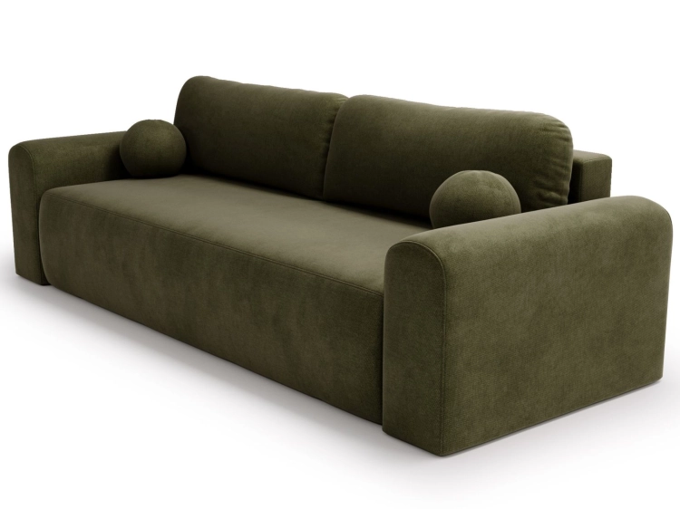 Oliwkowa sofa do salonu tkanina welur AURA