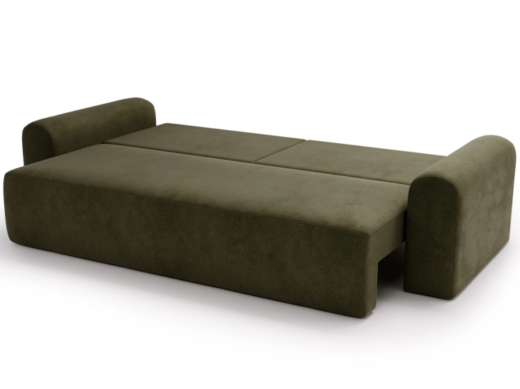 Oliwkowa sofa do salonu tkanina welur AURA