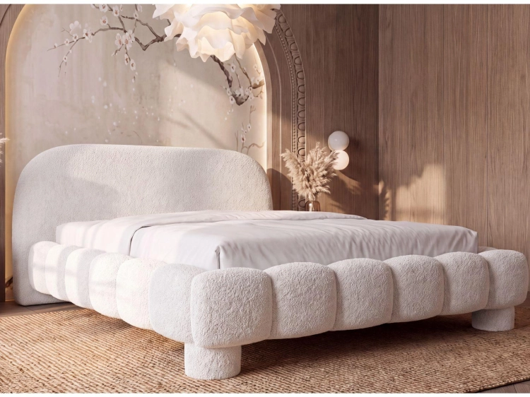 Eleganckie białe łóżko małrzeńskie w stylu glamour DANTE