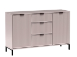 Modna ryflowana komoda do salonu z trzema szufladami VIVAS kaszmir