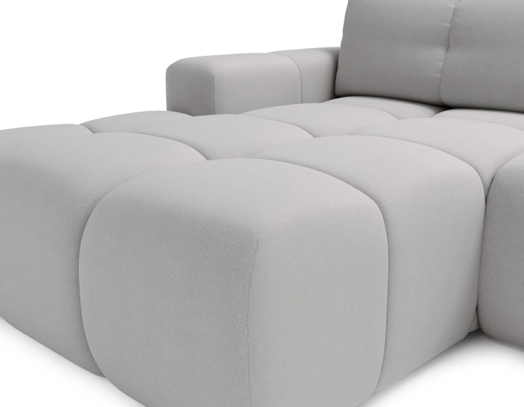 Elegancki szary narożnik tapicerowany tkaniną boucle RIMINI
