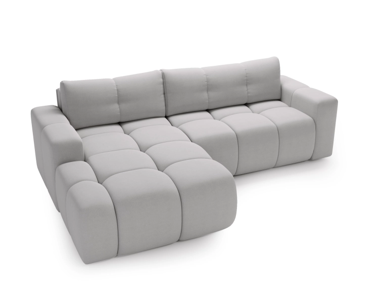 Elegancki szary narożnik tapicerowany tkaniną boucle RIMINI