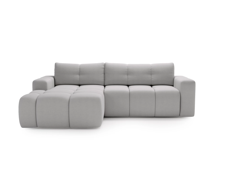 Elegancki szary narożnik tapicerowany tkaniną boucle RIMINI