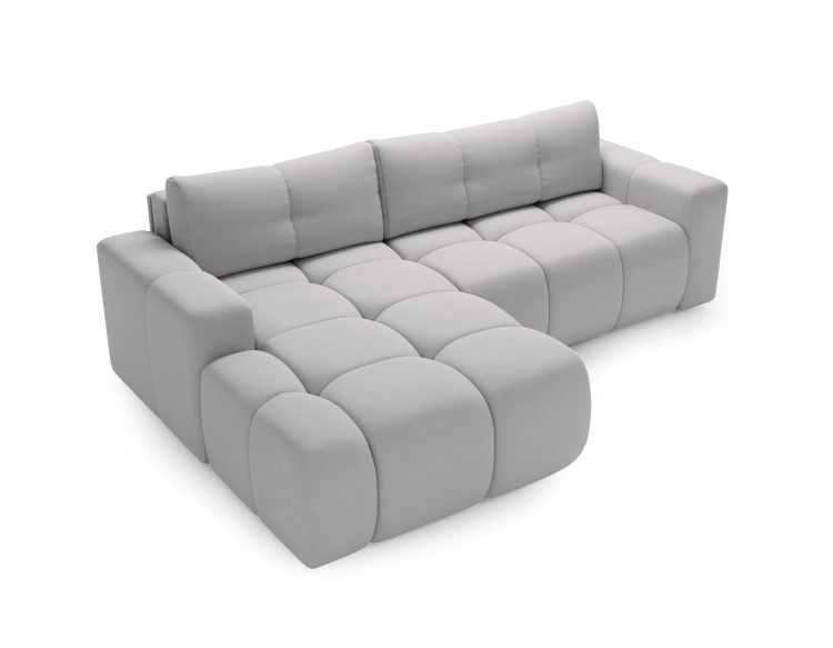 Elegancki szary narożnik tapicerowany tkaniną boucle RIMINI