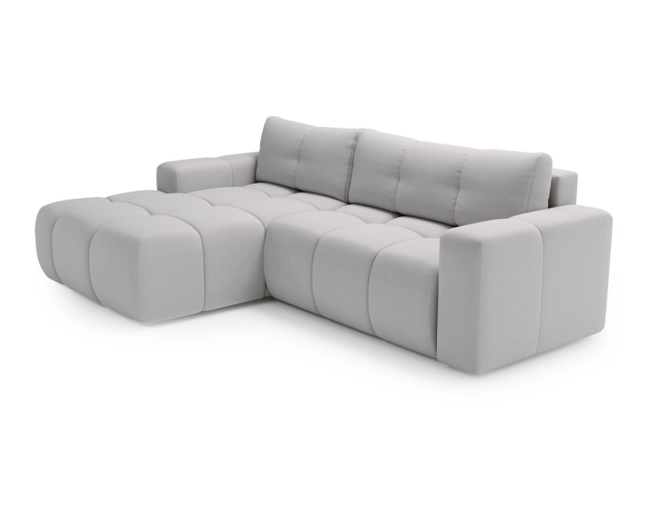 Elegancki szary narożnik tapicerowany tkaniną boucle RIMINI