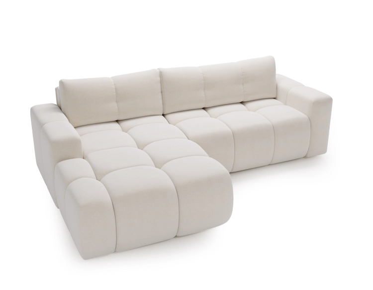 Designerski biały narożnik do dużego salonu baranek RIMINI