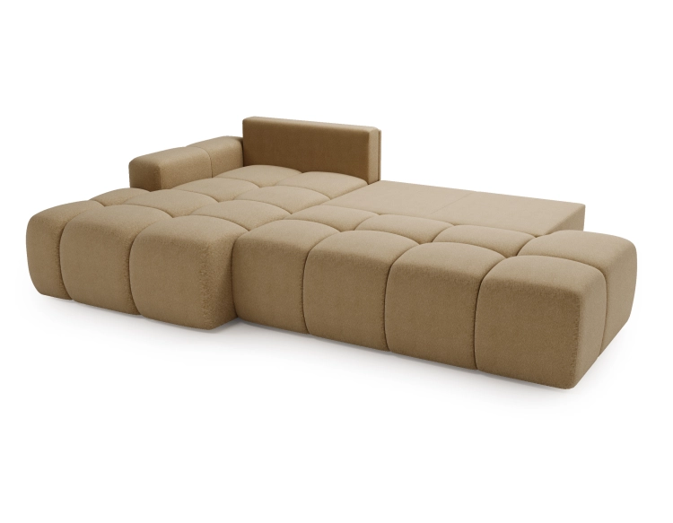 Sofa narożna do salonu z przeszyciami beż boucle FRANCO
