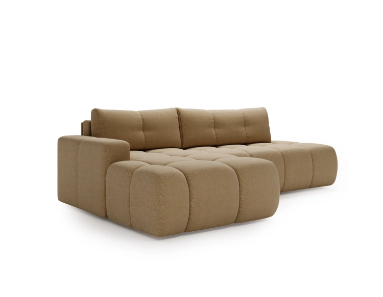 Sofa narożna do salonu z przeszyciami beż boucle FRANCO