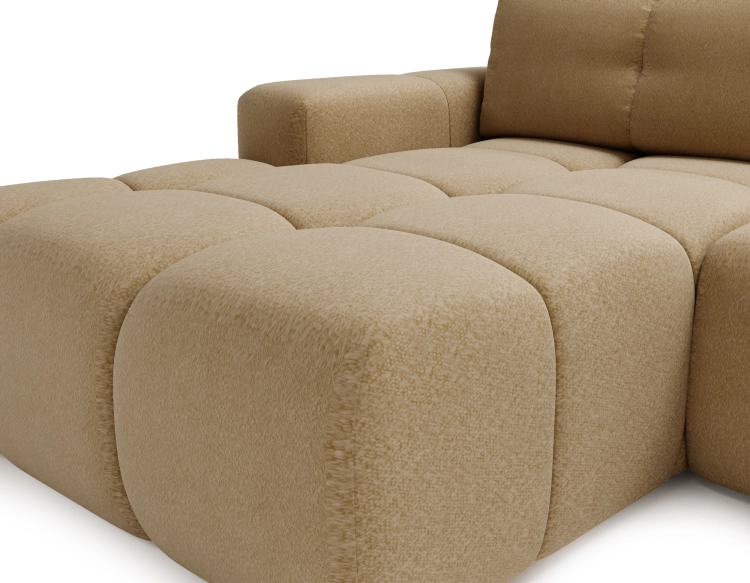 Sofa narożna do salonu z przeszyciami beż boucle FRANCO