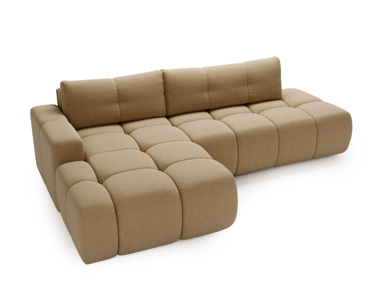 Sofa narożna do salonu z przeszyciami beż boucle FRANCO