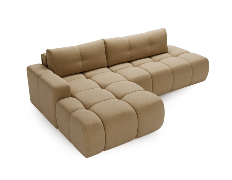 Sofa narożna do salonu z przeszyciami beż boucle FRANCO