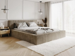 Beżowe łóżko nowoczesne sztruks 140x200 TULIA
