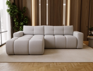 Elegancki szary narożnik tapicerowany tkaniną boucle RIMINI