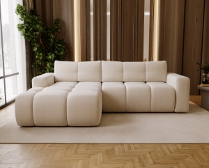Designerski biały narożnik do dużego salonu baranek RIMINI