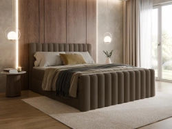 Designerskie brązowe łóżko kontynentalne velvet INES