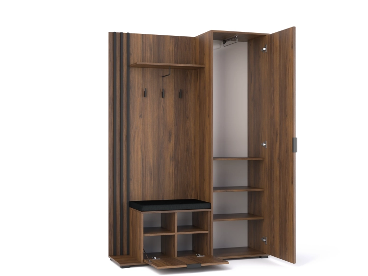 Elegancka garderoba z lustrem do przedpokoju orzech LIMA